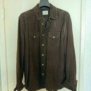 Billy Reid Dark Brown Savoy Suede Workshirt